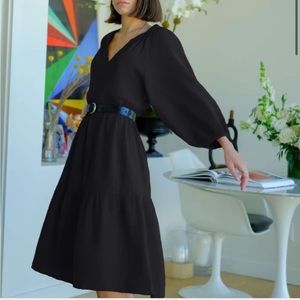 Fresh laundry cotton gauze black dress